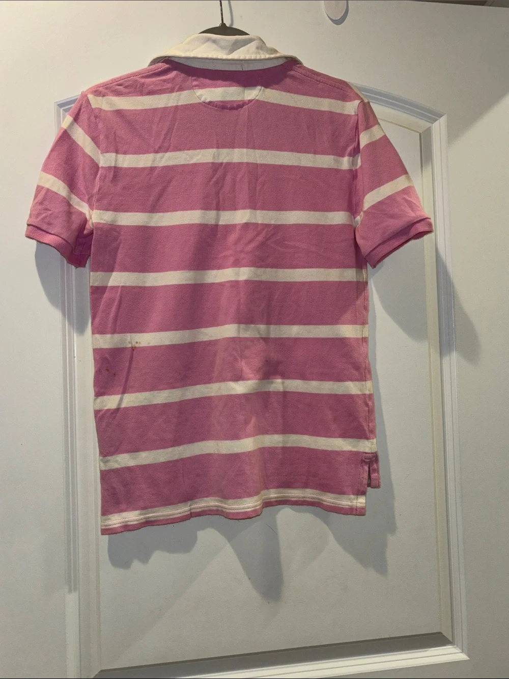 Ralph Lauren Pink and White Striped Polo with Embroidered Pony